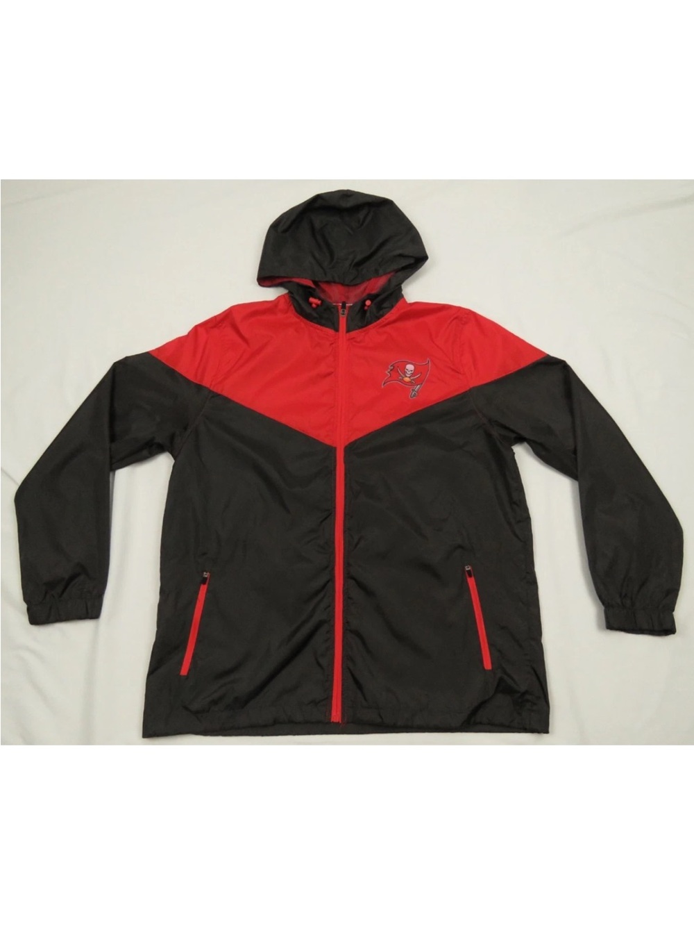 Tampa Bay Buccaneers NFL Team Apparel Full Zip Hooded Windbreaker Coat Jacket